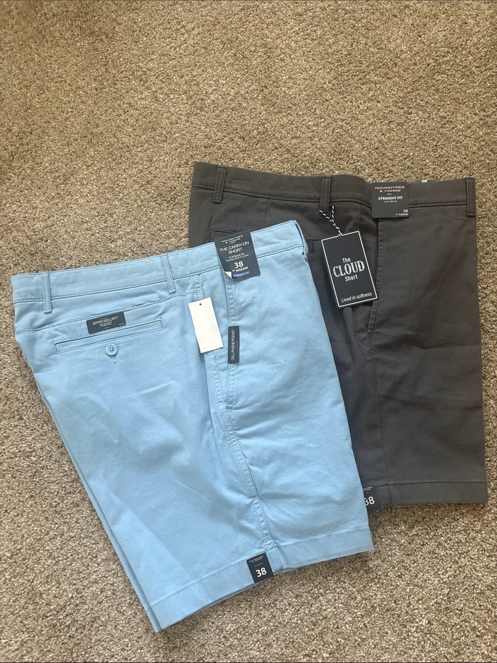 Men's Short Chino Shorts - Light Blue/Gray